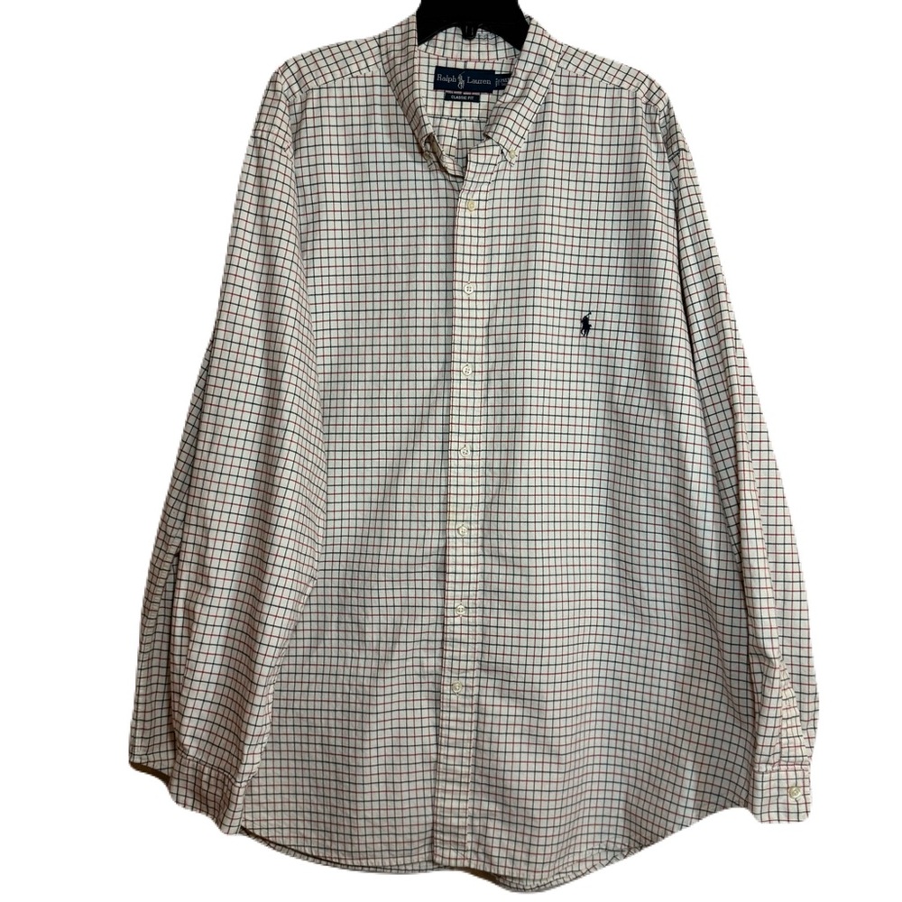 Ralph Lauren Men's Classic Fit Button up off white red blue 2XLT